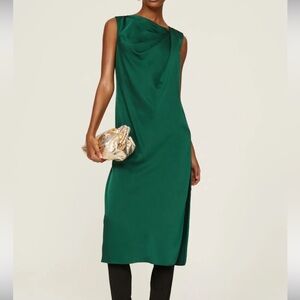 Marina Moscone Green Satin Tunic Dress